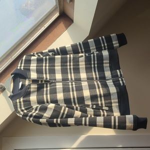 Columbia Plaid Flannel Bomber Jacket Medium Black/Cream
